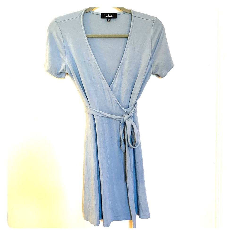 Light Blue Mini Wrap Dress
